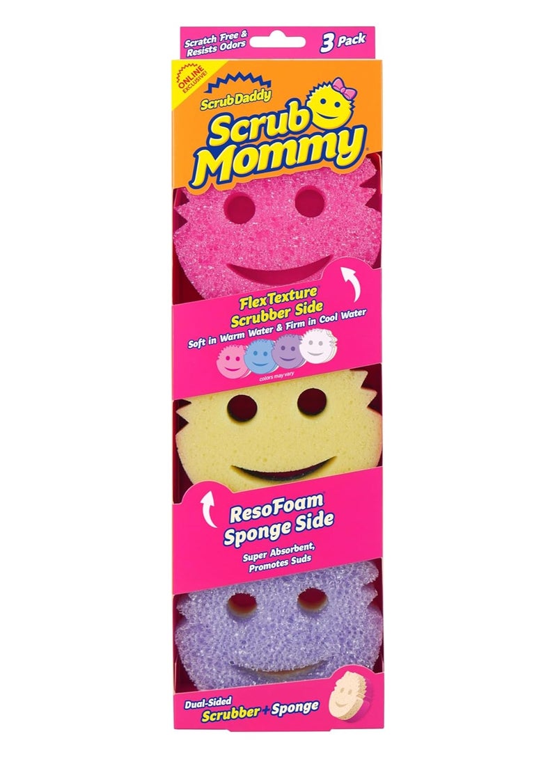 Scrub Daddy Scrub Mommy - Dish Scrubber + Non-Scratch Cleaning Sponges Kitchen, Bathroom + Multi-Surface Safe - Dual-Sided Dish Sponges for Scrubbing + Wiping Spills (3 Count) - Online Exclusiv - Image 1